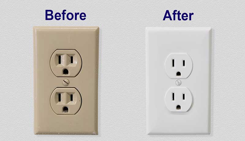 how to clean yellowed electrical outlets